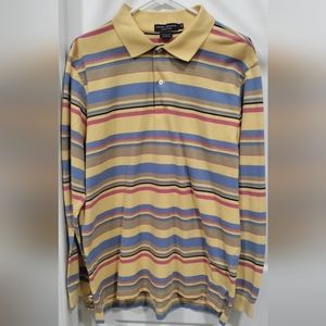 Daniel Cremieux multicolored long sleeve polo shirt size L main color Yellow
